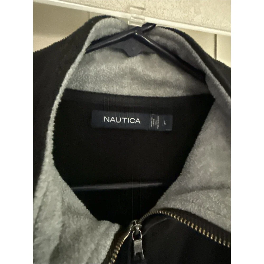 Nautica Black Fleece Pullover Jacket - Mens L
